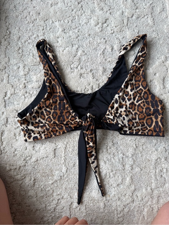 437 Other - Leopard Print Tie-Front Bikini Top - Brown/Black